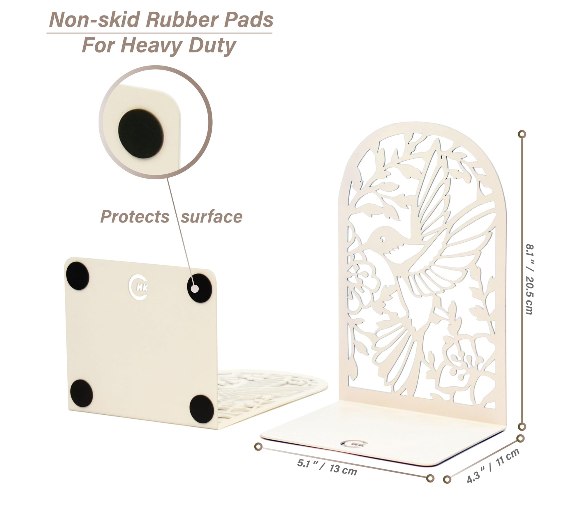 CNK Premium BookEnds - Metal Book Stoppers for Home Office, Book Shelf Holder, Decorative