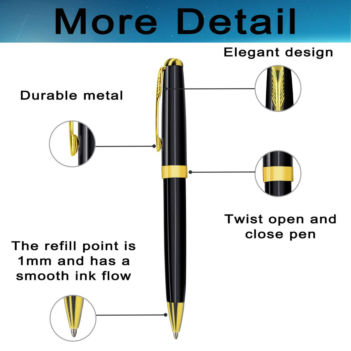 ABIsedrin Personalized Pens, Custom Engraved Pen Case for Men, Twist Action 0.7 Ballpoint Pens