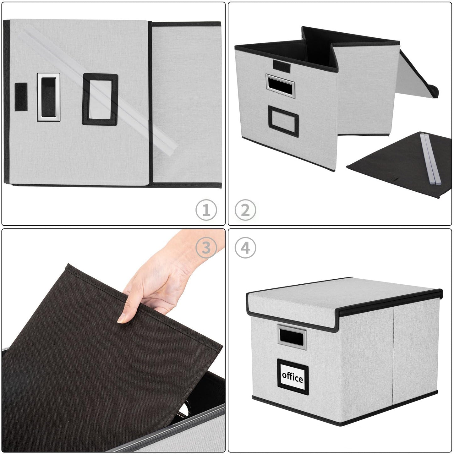 Huolewa File Organizer Box with Lids, Collapsible File Folder Organizer