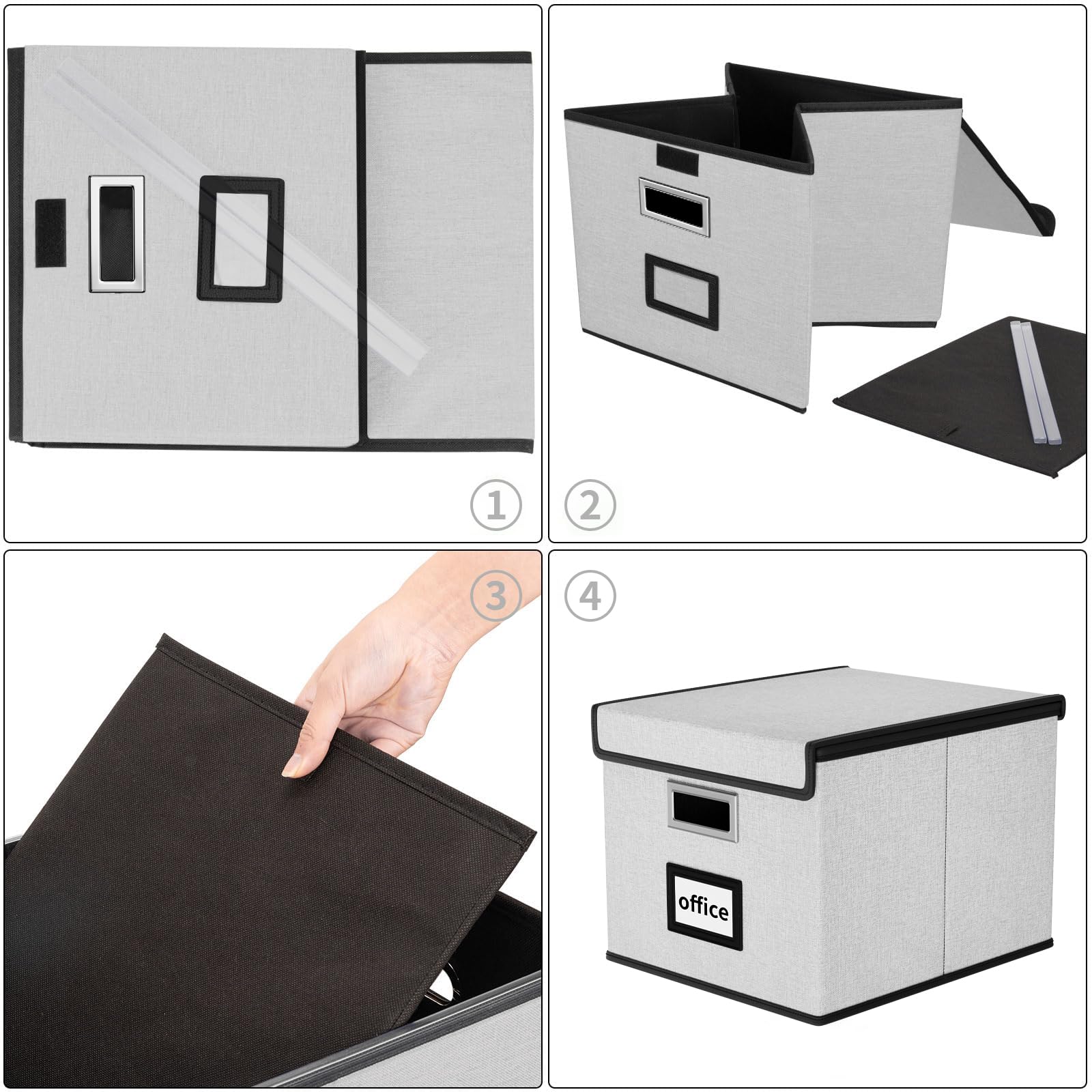 Huolewa File Organizer Box with Lids, Collapsible File Folder Organizer