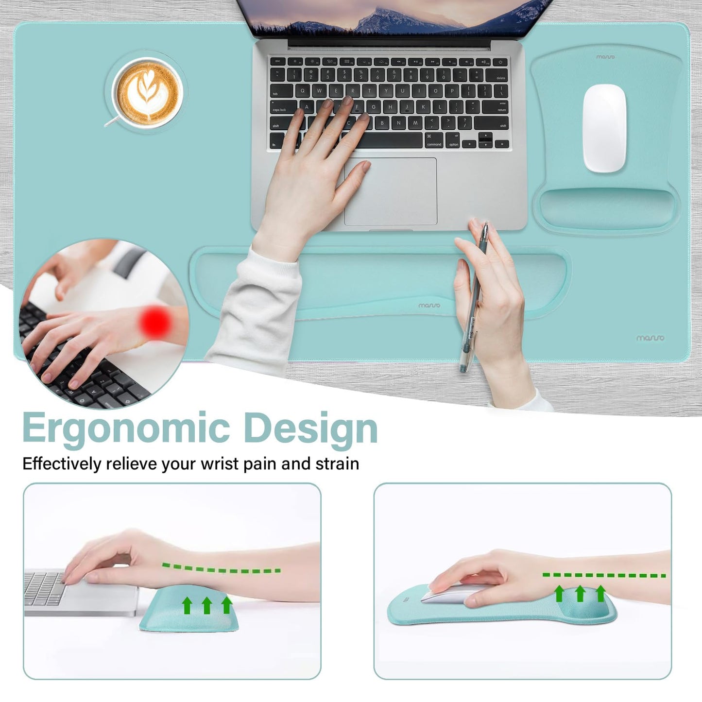 MOSISO Keyboard Mouse Pad Set, Large Gaming Mousepad&Keyboard Wrist Rest