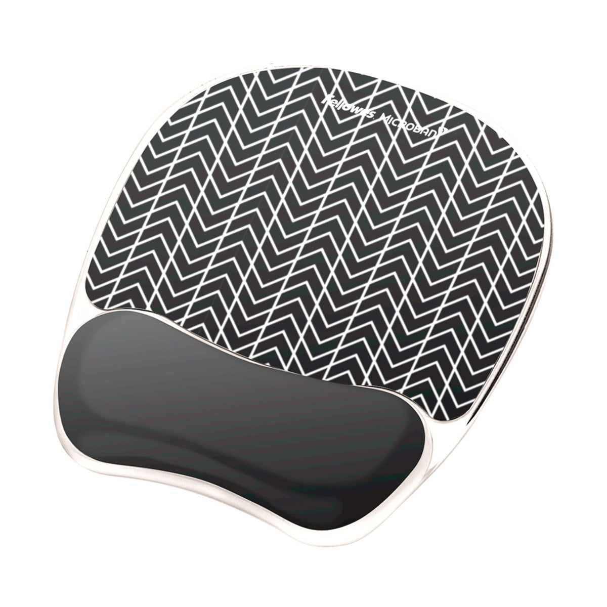 Fellowes Photo Gel Mouse Pad Wrist Rest with MICROBAN - Black Chevron (9549901)