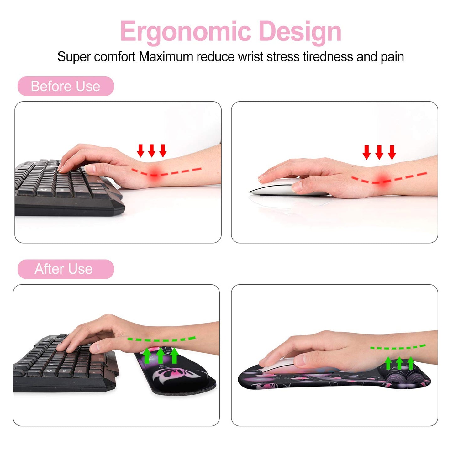 ToLuLu Keyboard Wrist Rest Pad Ergonomic Mouse Pad Set, Cute Mousepad