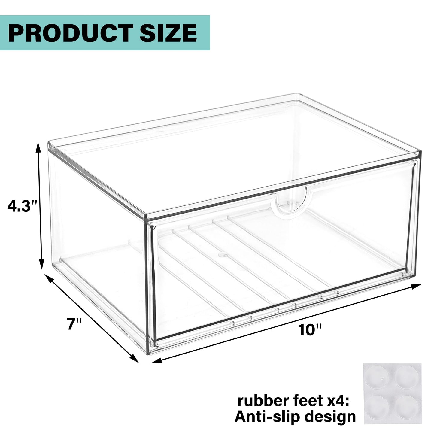 Prsildan Acrylic Makeup Organizer Stackable Clear Storage Drawers for Baby Bottles Desk Organizers