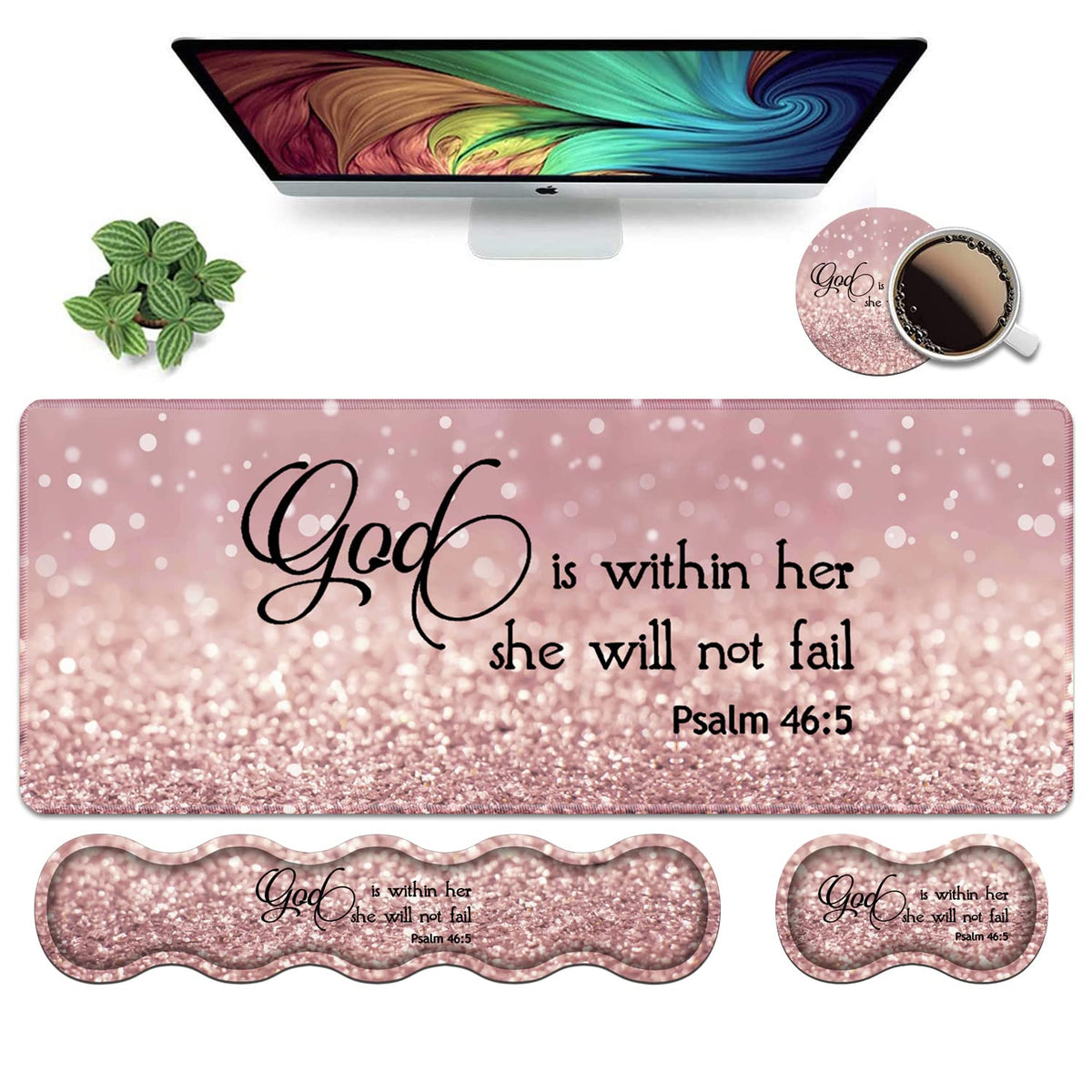 Ergonomic Keyboard Wrist Rest & Mouse Pad Wrist Rest Set, Large XXL Gaming Desk Mat 31.5"x 11.8"