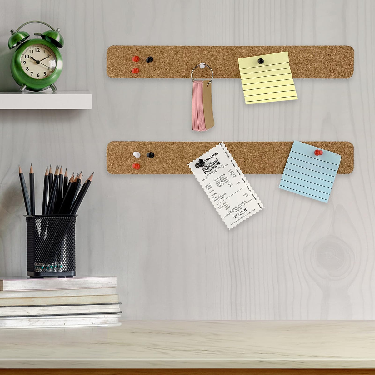 2 Pcs Felt Pin Bulletin Cork Board Bar Strips 15 x 2-1/2 Inches for Office, School, Home Holiday