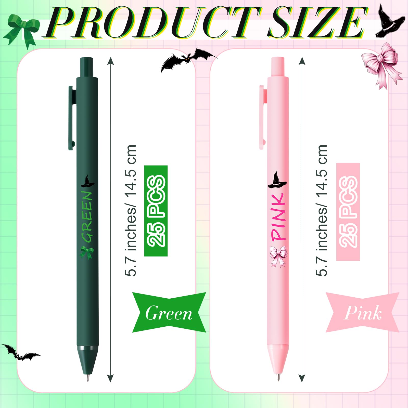Crtiin 50 Pcs Inspirational Pens Bulk Soft Color, Halloween