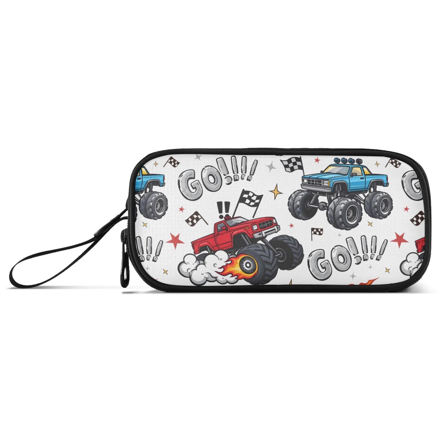 BOENLE Truck Racing Car Flag Pencil Case Box Boys Girls Large Pencil Pouch Zipper Compartments Big