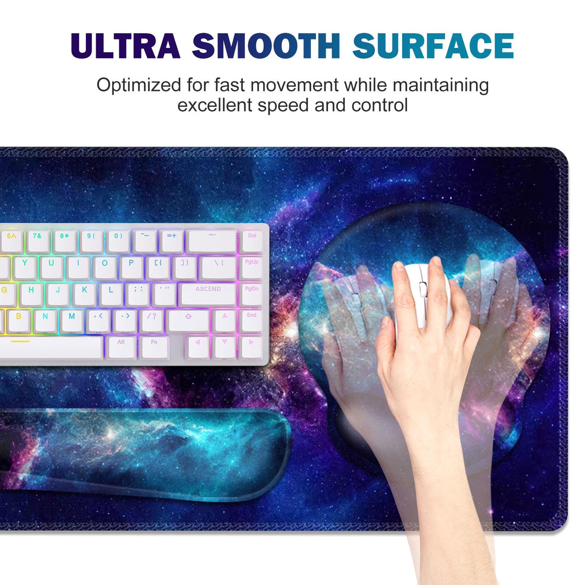 Mouse Pad, 4in1 Mousepad + Keyboard Wrist Rest+Mouse Wrist Rest+Coaster Set