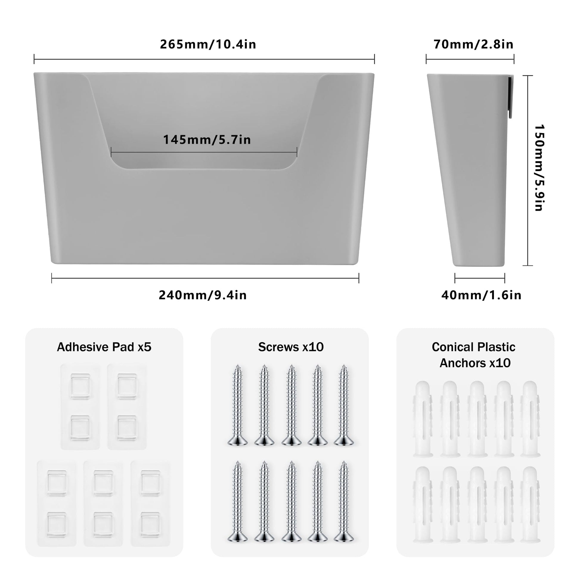 JOMOLA No Drilling File Holder 5 Pack Mail Organizer Wall Mount File Organizer Holder Office Wall