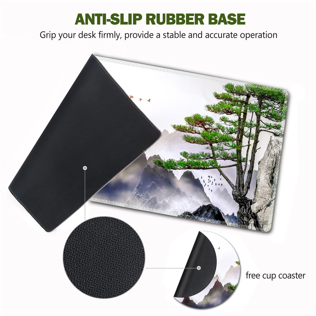 AIMSA Large Gaming Mouse Pad Extended Mouse Pad with Stitched Edge, Keyboard Mouse Mat Non-Slip