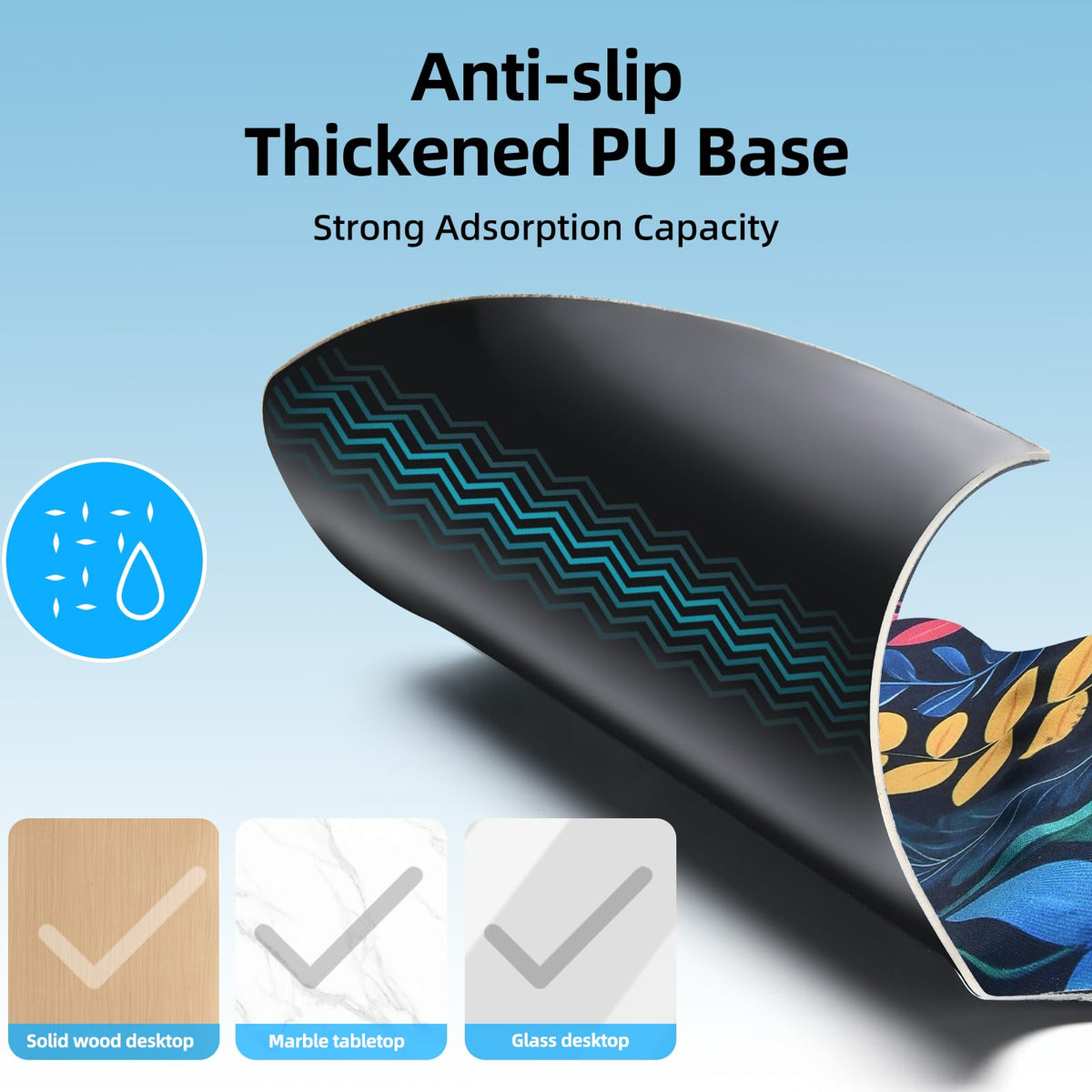 TIDALSOIL Ergonomic Mouse Pad with Memory Foam Wrist Support, Black