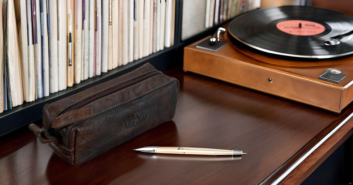 Pride and Soul Cowhide Pencil Case Grey/Brown