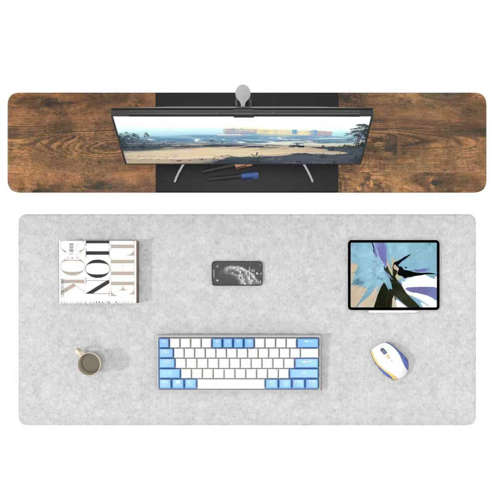 DAWNTREES Large Felt Desk Mat, 40''x16'' Full Felt Mouse Pad