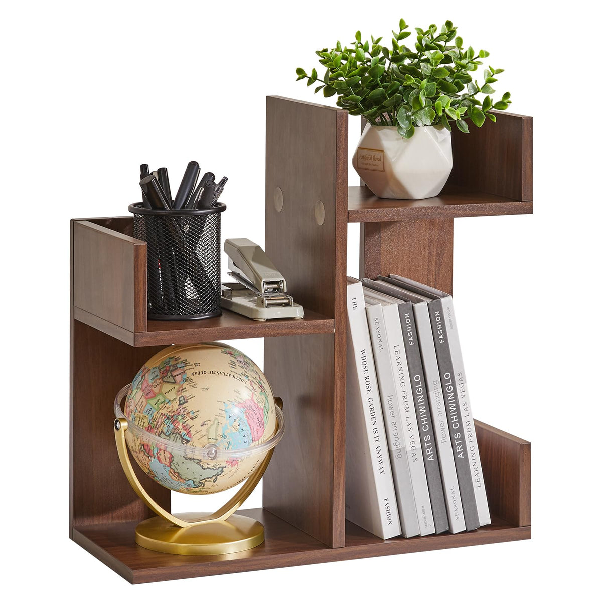 Aibiju Small Bookshelf for Small Space, Unique Cactus Bookcase, Kitchen Counter Shelf Desktop