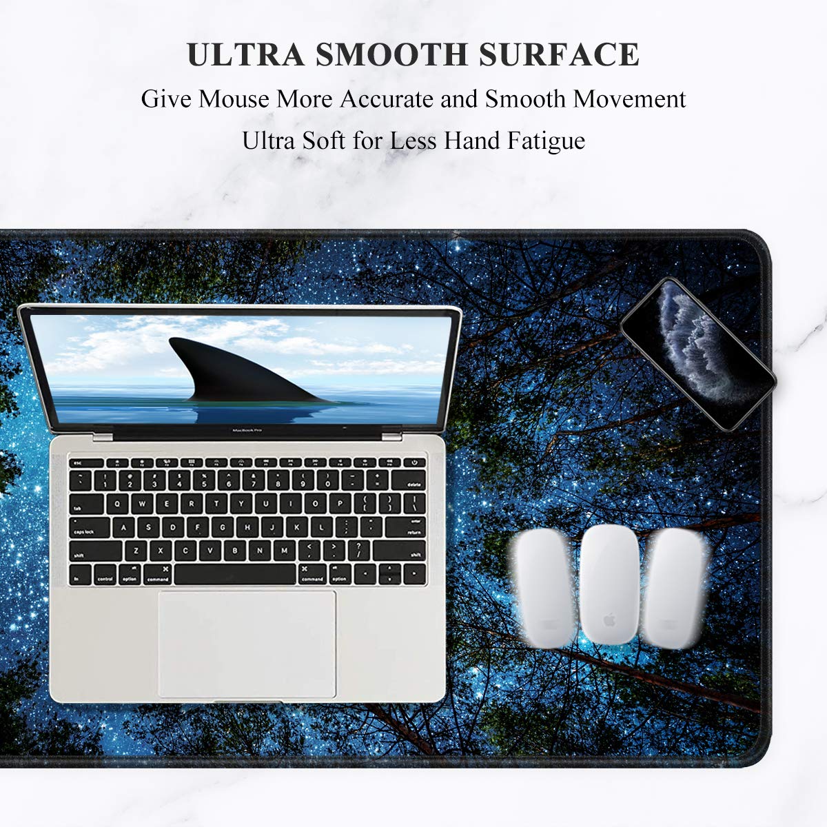 Auhoahsil Large Gaming Mouse Pad, XXL 35.4 x 15.7 in Desk Mat, Night Sky