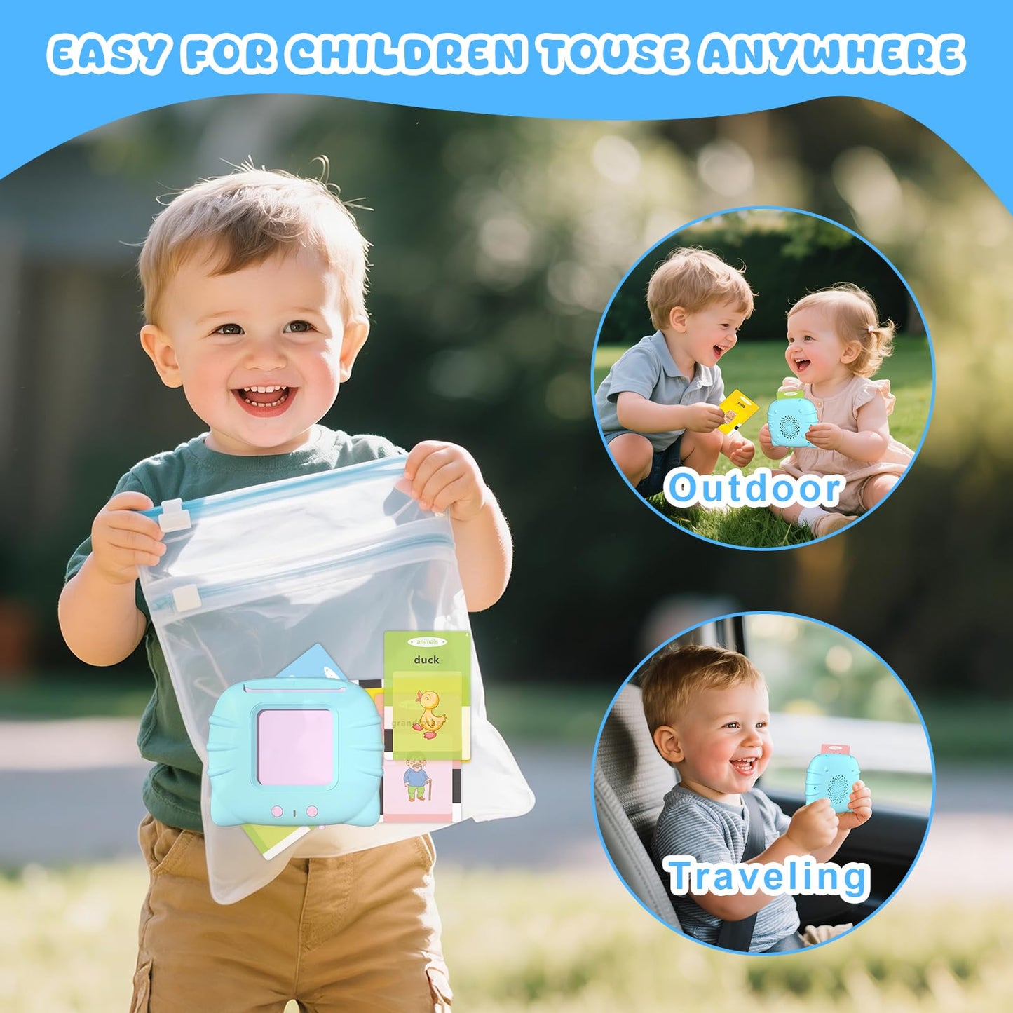 Toddler Talking Flash Cards for 1 2 3 4 5 Year Old Boys and Girls - Language Sensory Learning
