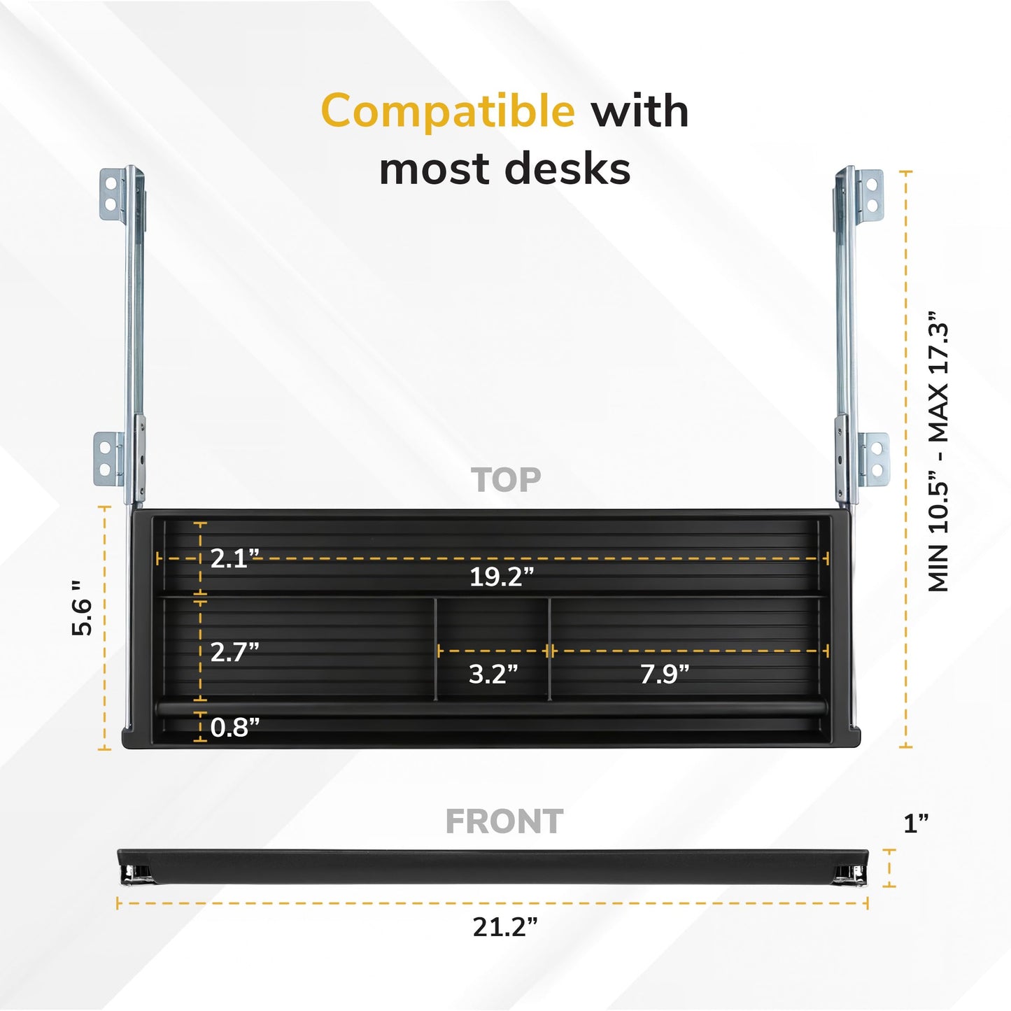 Mount-It! Under Desk Pencil Drawer, 21.25” W, Ball Bearing Slide-Out