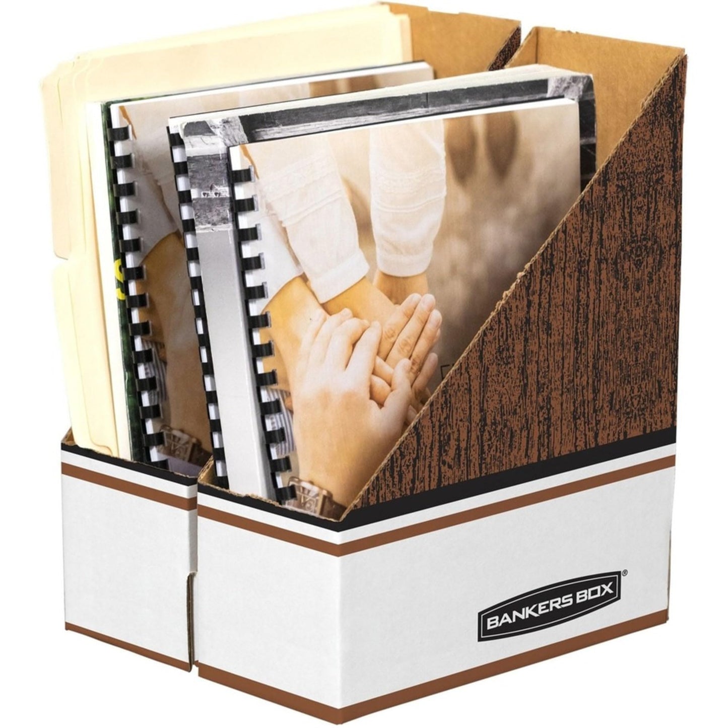 Bankers Box 12-Pack Magazine File Holders, Oversized Letter, Wood Grain