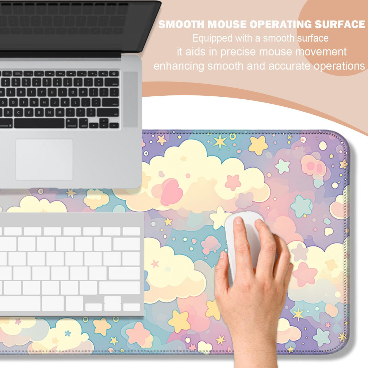 AYKDTFN Cloud and Star Large Mouse Pad & Desk Mat for Gaming, Office & Home