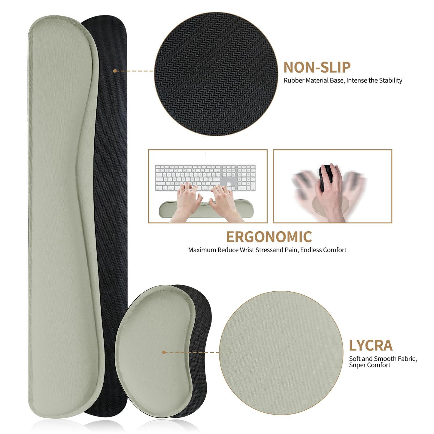 Meetcolor Keyboard and Mouse Pad, 3-in-1 Desk Mat Set Keyboard Wrist Rest