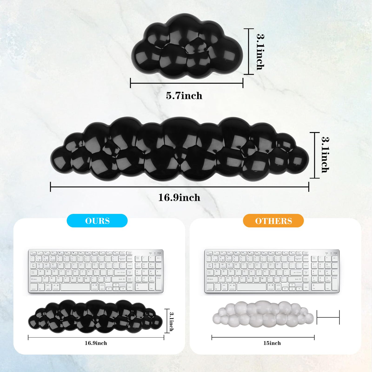 Gel Cloud Keyboard and Mouse Wrist Rest, Cute Wrist Support and Arm Support Keyboard Rest for