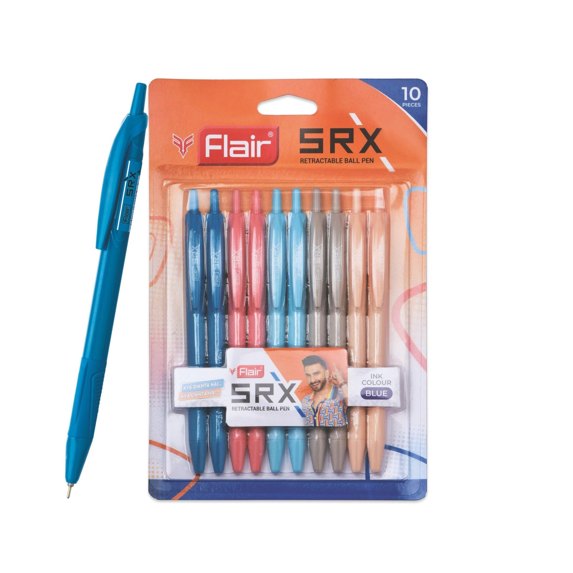 FLAIR Srx 0.7mm Retractable Ball Pen Wallet Pack | Triangular Body Design For Better Grip | Light