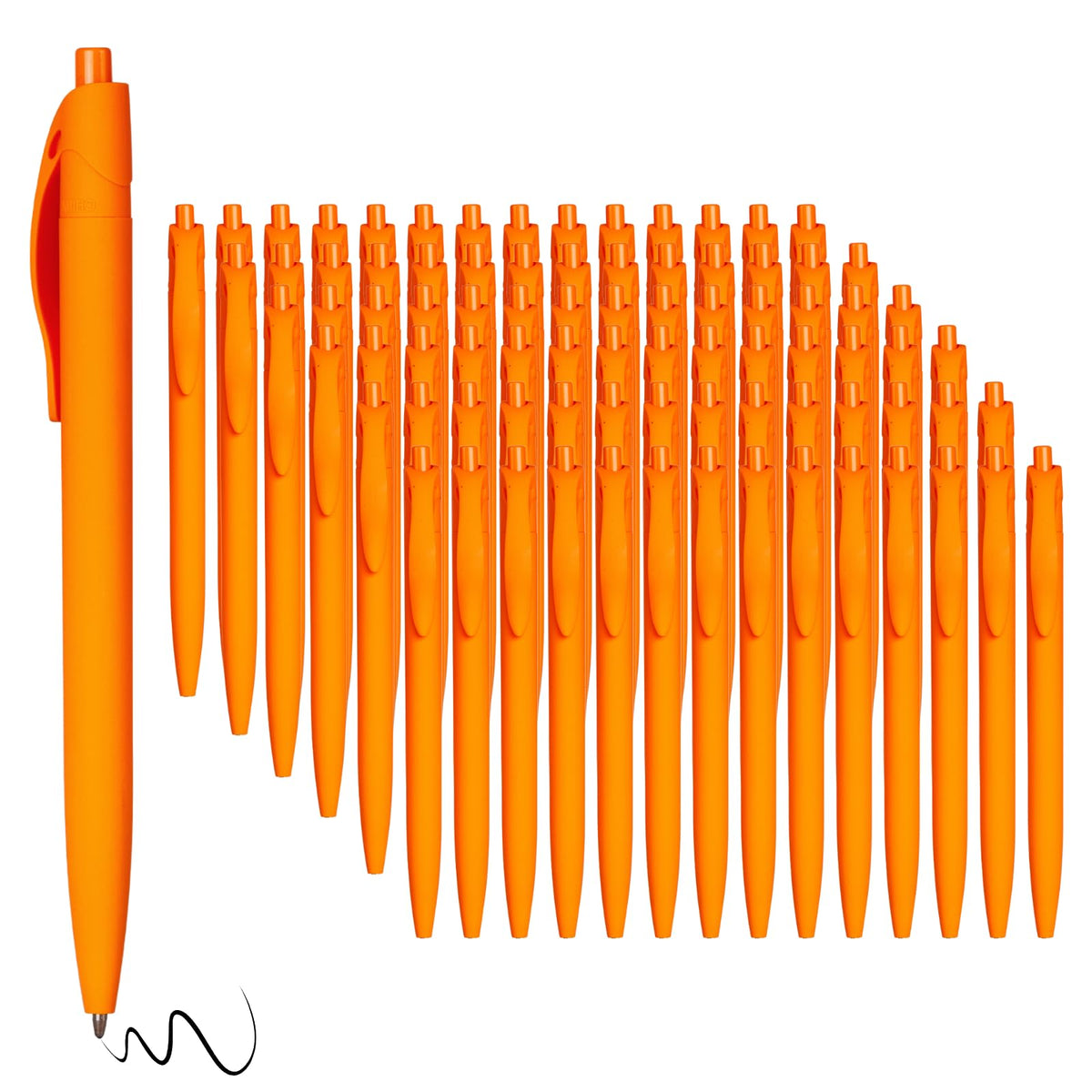 Wiaziert BallPoint Pens, 100 Pack (BLACK Ink),Bulk Pens, Orange Barrel,Click Pens for Office Home