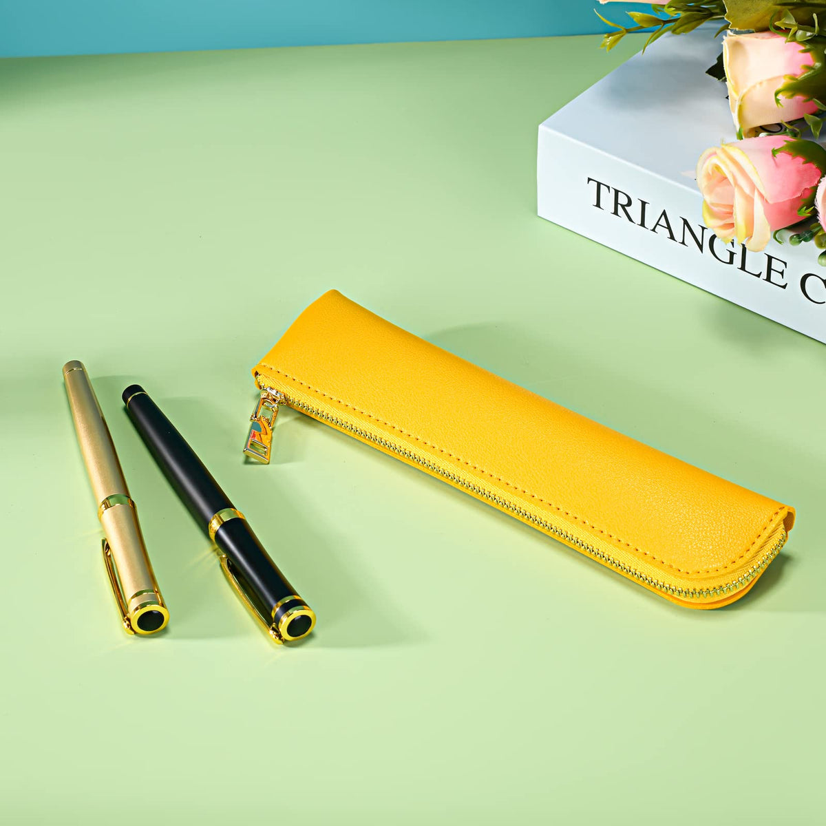 Sluxa Leather pencil case, Thin soft pen bag, Small pencil case for adults,Senior leather Minimal