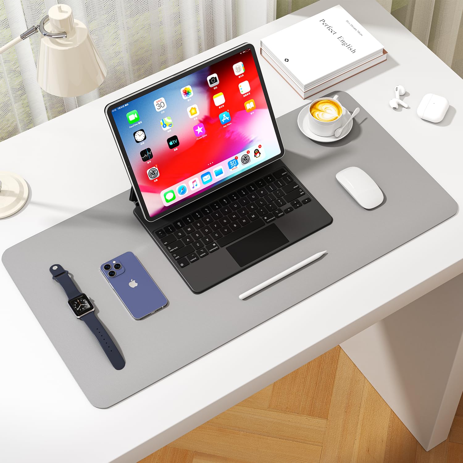 Leather Desk Pad Protector, Waterproof Mouse Pad, PU Desk Mat, Office Desk Cover, Desk Writing Mat