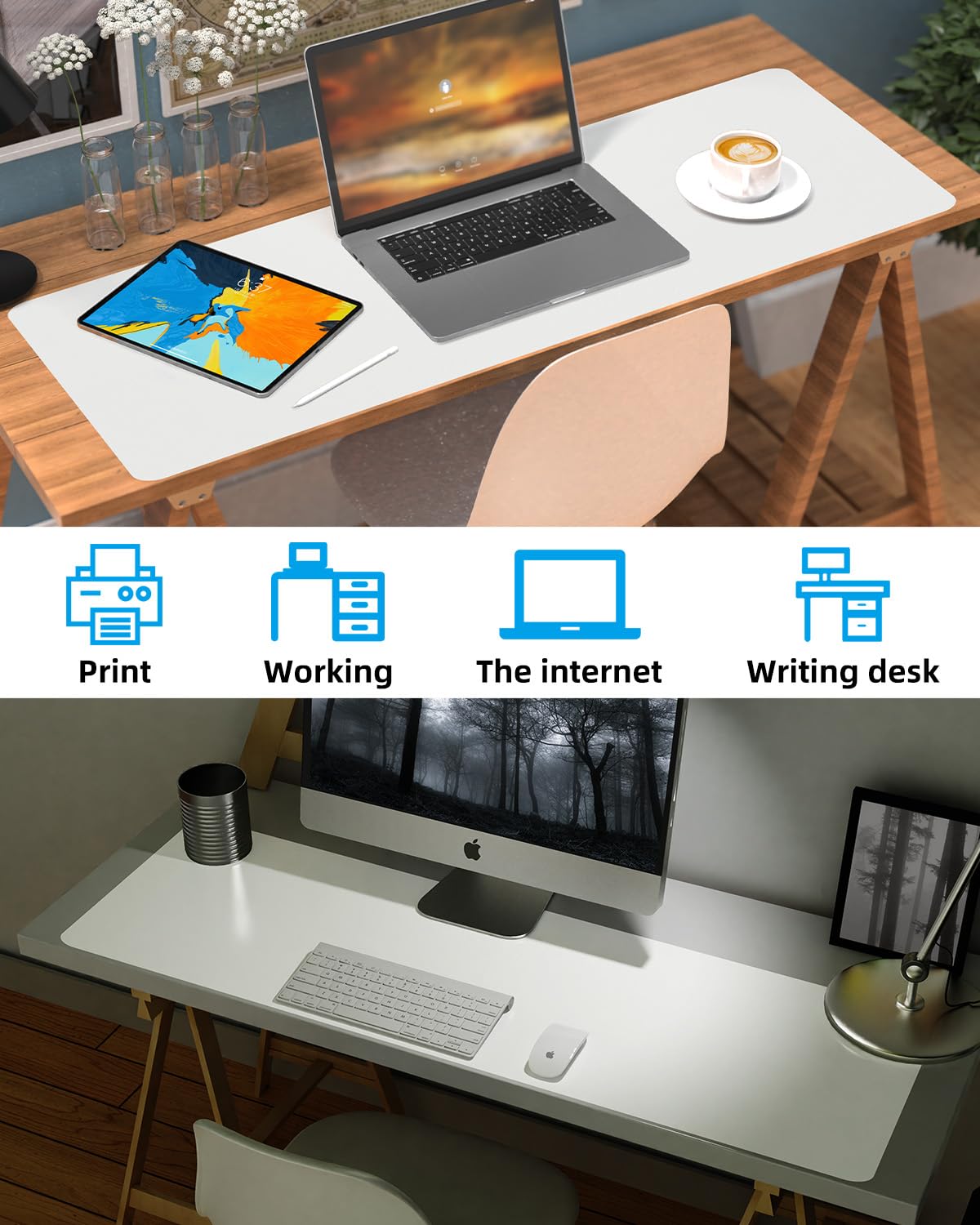 Desk mat Large, Leather Desk Pad Protector,Office Desk Mat,Mouse Pad, Non-Slip Desk Blotter, Laptop