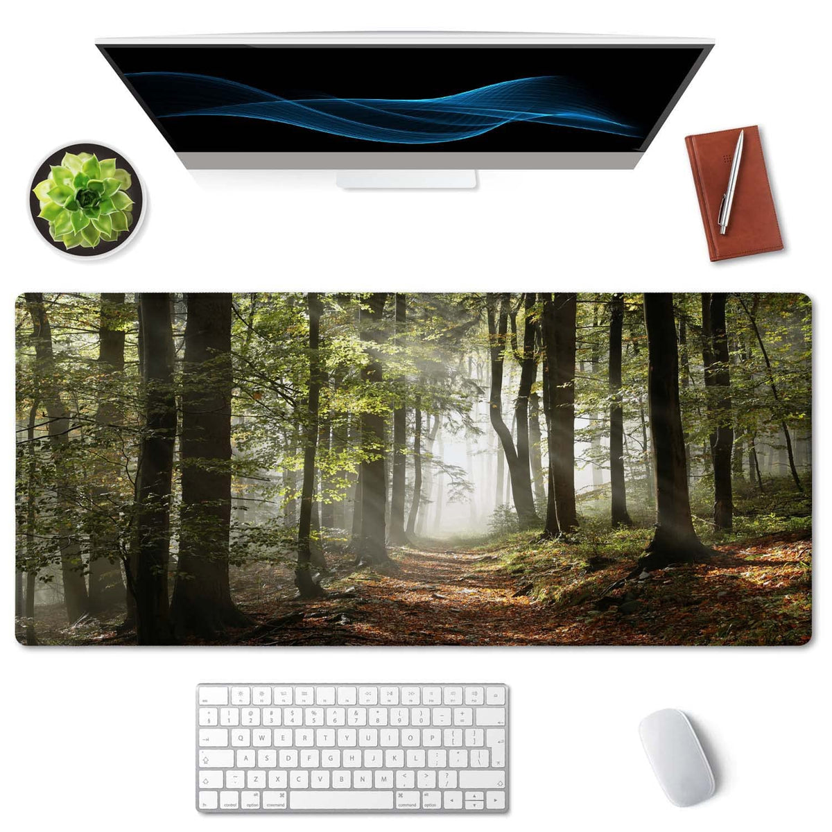 SSOIU Mountains with Mist Mouse Pad 35.5 X 15.7 Inch XXL Full Desk Mousepad Extended Large Non-Slip