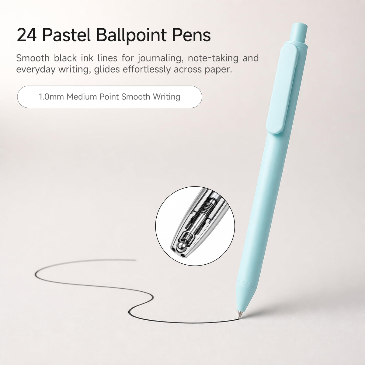 WY WENYUAN 24 Pack Flair Black Ink Ballpoint Pens, Cute Fine Tip