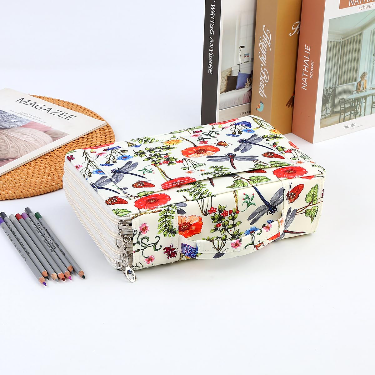 Lbxgap 200 Individual-Slots Pencil Case 4-Layer Zipped Holder w/Handle