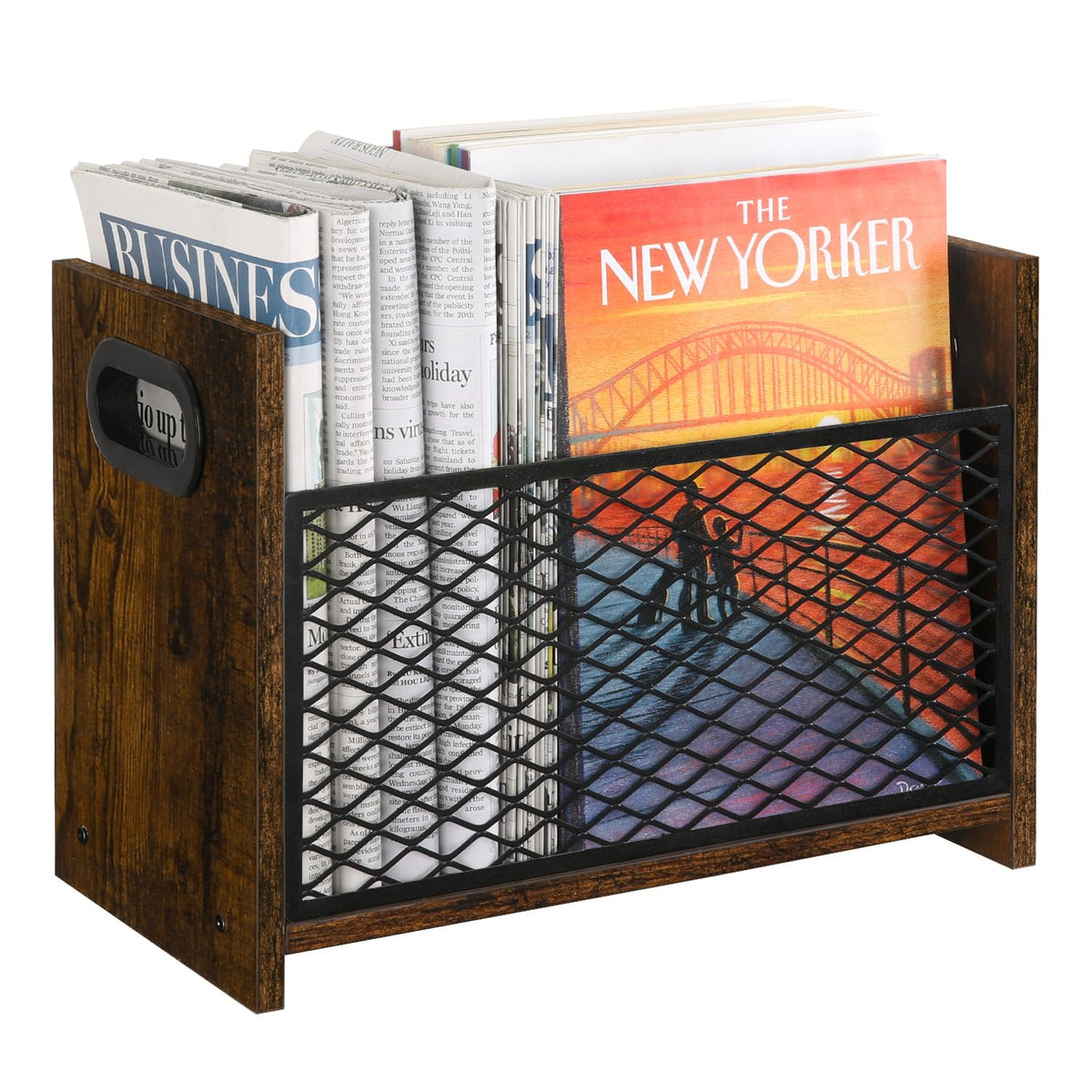 YINMIT Magazine Holder, Medium Magazine Rack Floor, Book Storage Basket