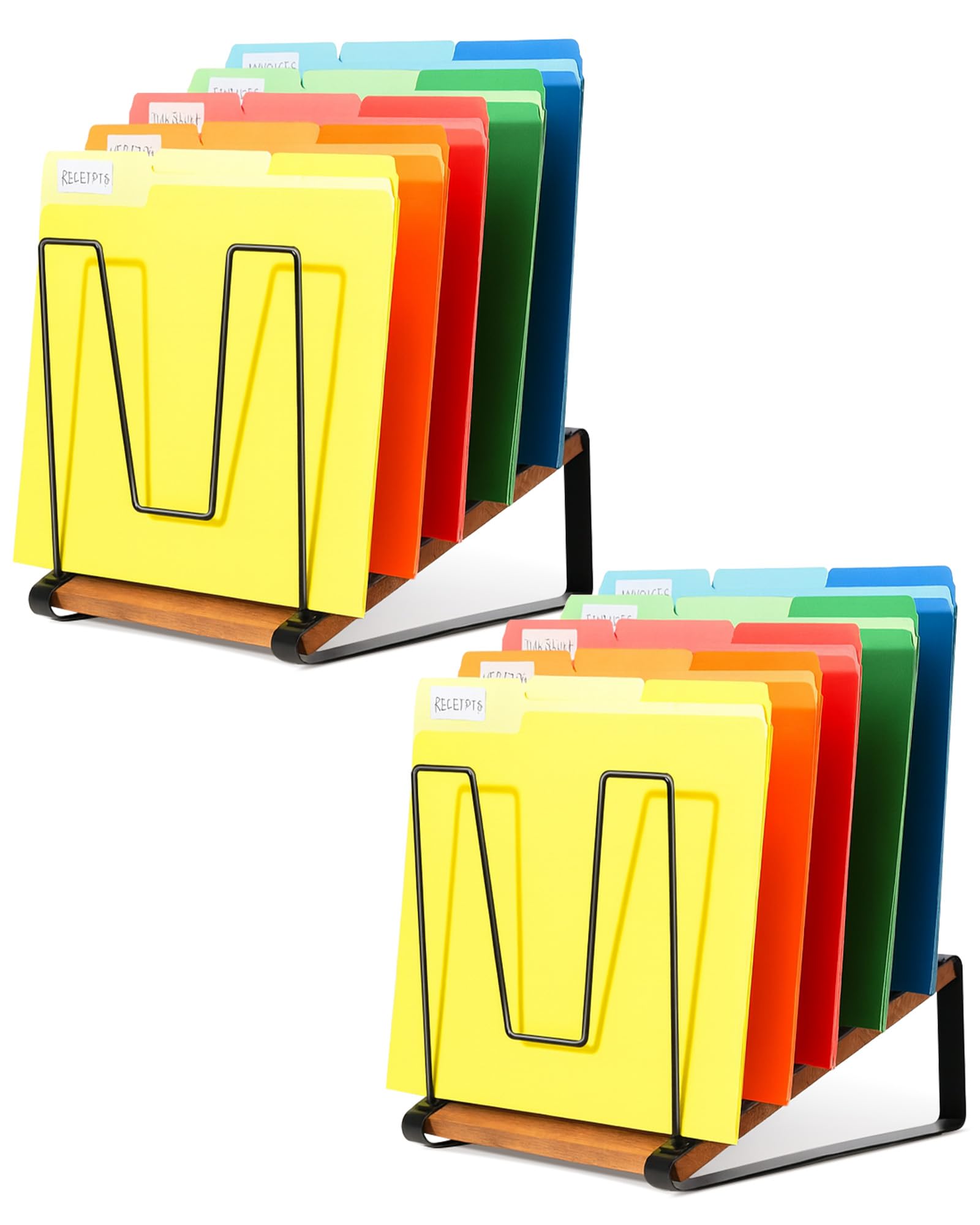 HULISEN 2 Pack Desk File Organizer, 5-Section Desktop File Folder Holder