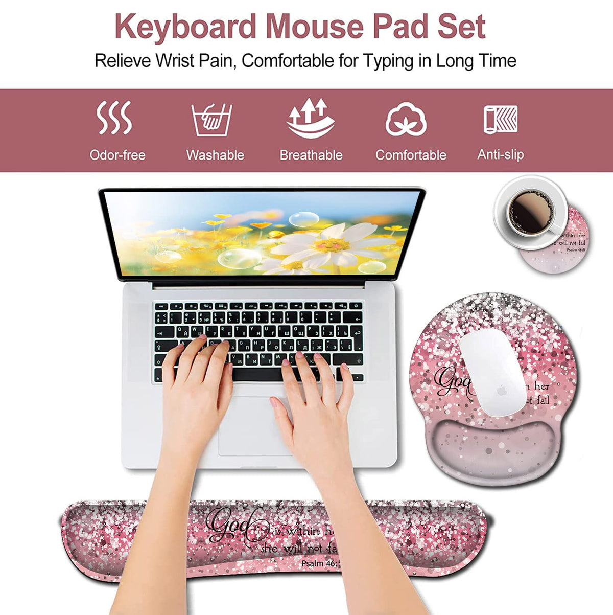 Mouse Pad with Wrist Support Ergonomic Gel Mouse Pad, Memory Foam Keyboard Wrist Rest Suitable for