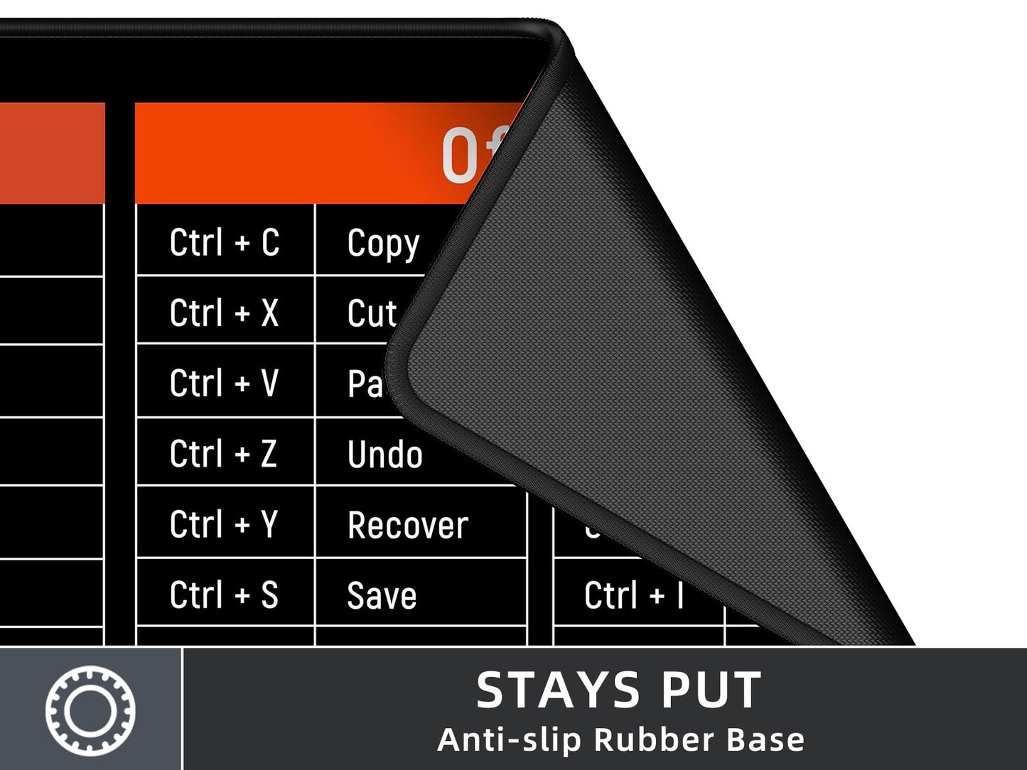 Rinaze Large Mouse Pad Desk Mat with Excel Shortcuts Cheat Sheet, Anti-Slip Keyboard Pad with