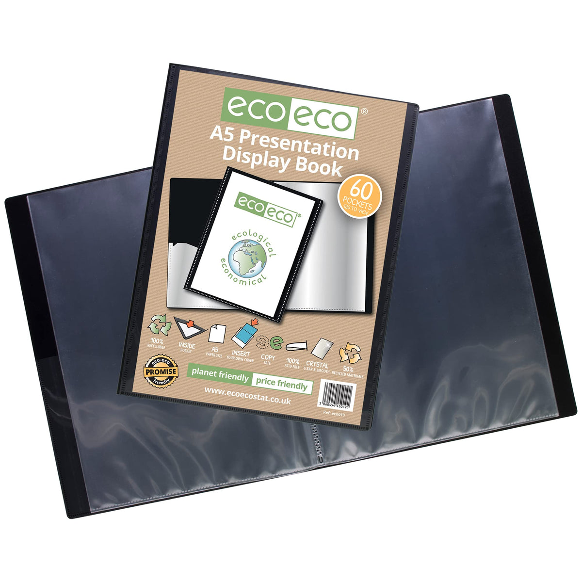 eco-eco A5 50% Recycled 60 Pocket Presentation Display Book