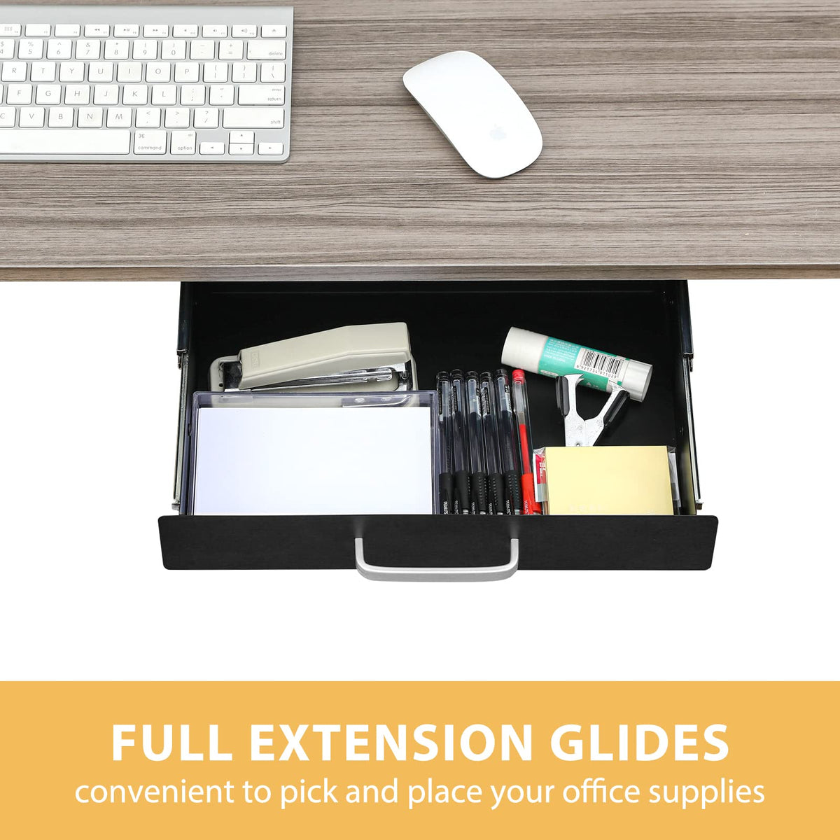 GOME Under Desk Pull-Out Drawer - Storage Organizer Office Mounted, Easy Slide-Out Pencil Drawer
