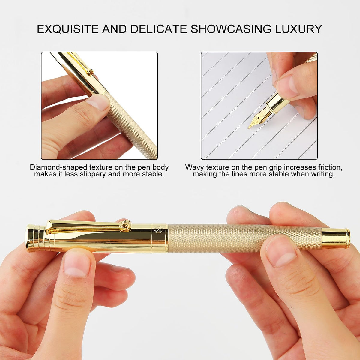 GC QUILL Fancy Fountain Pen Set – Fine and Medium Nibs, 18 Ink Cartridges, Ink Converter, Syringe