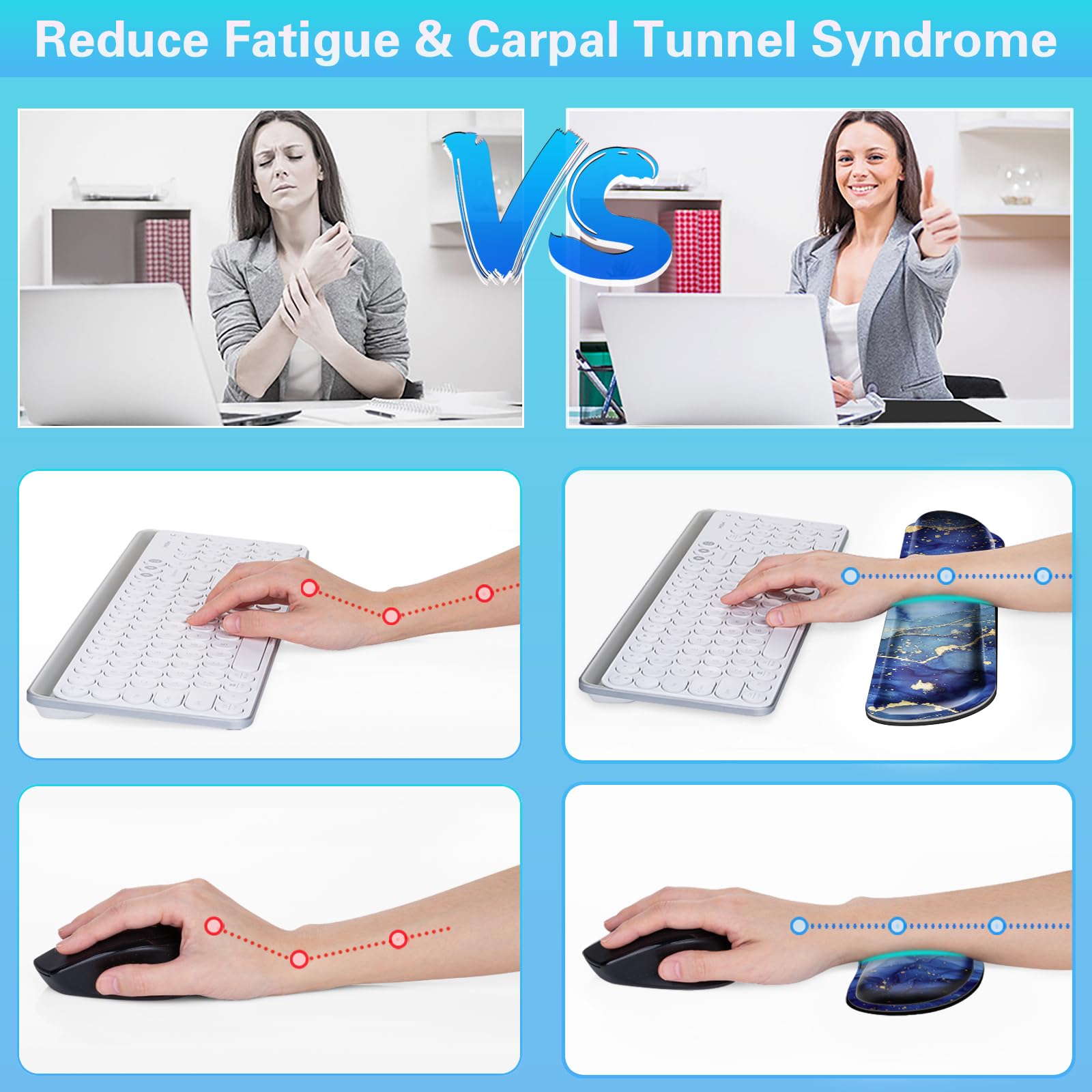 Canjoy Desk Mat with Wrist Rest, Desk Pad for Keyboard and Mouse 4-in-1 Mouse Pad + Keyboard Wrist