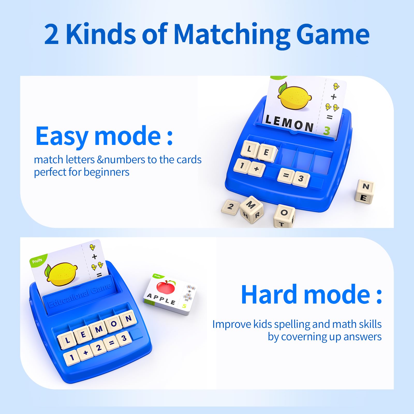 DEGIDEGI Educational Toys for Kids Ages 3-8, Matching Letter Spelling Math Counting Game,Learning