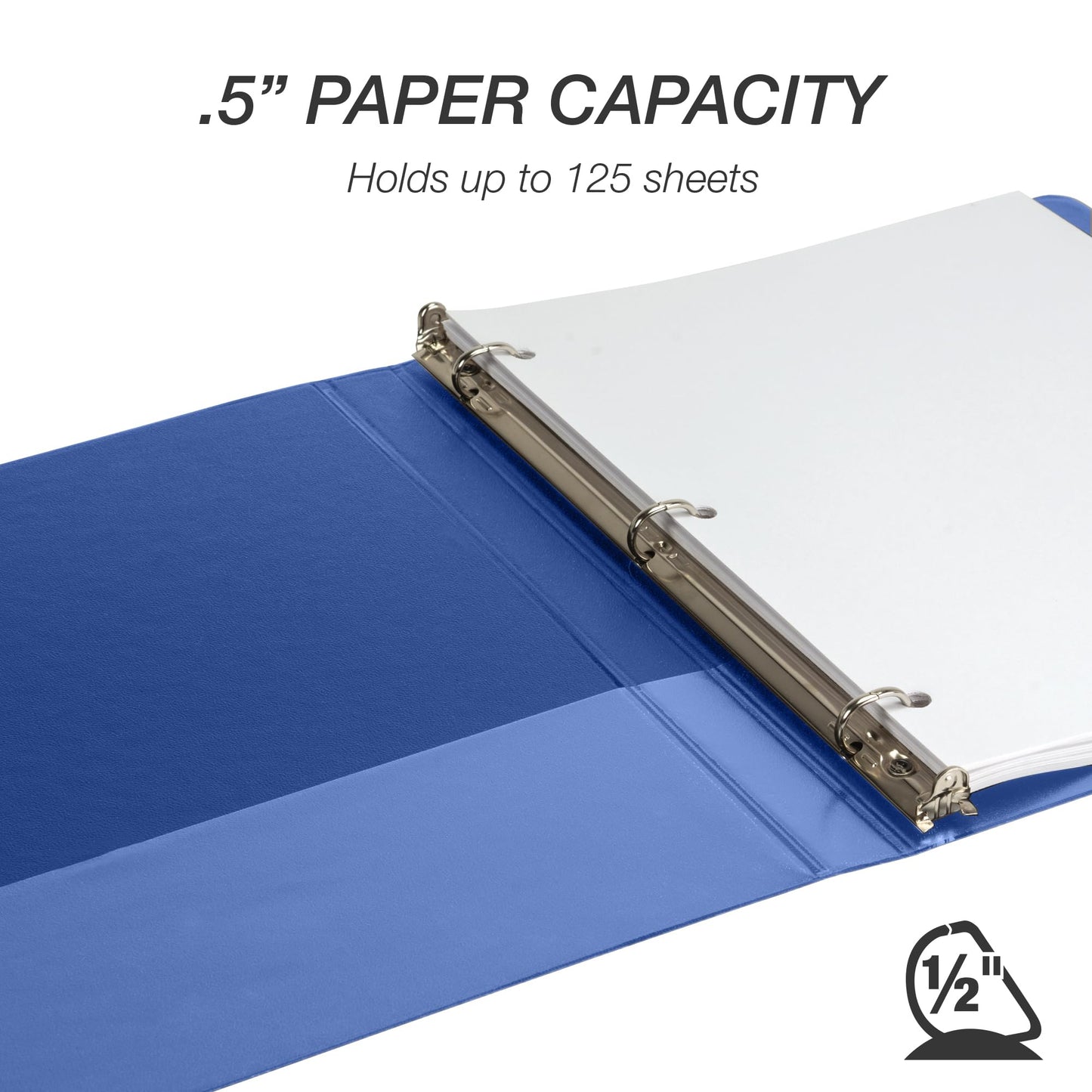 Samsill Durable 0.5 Inch Binder, D Ring Binder, 100% Recycled Chipboard, Blue, 4 Pack