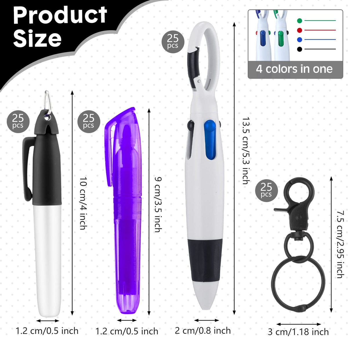 Sherr 100 Pcs Nurse Pen Set, Badge Reel Accessories Gift, Black Purple