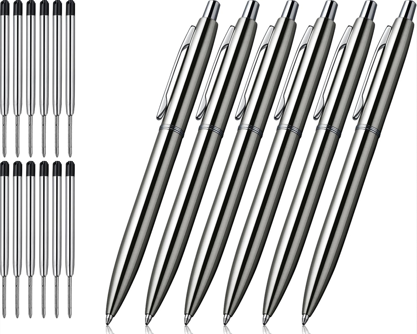ChaoQ 6 Pcs Retractable Metal Ballpoint Pens, for Gift, Business, Office