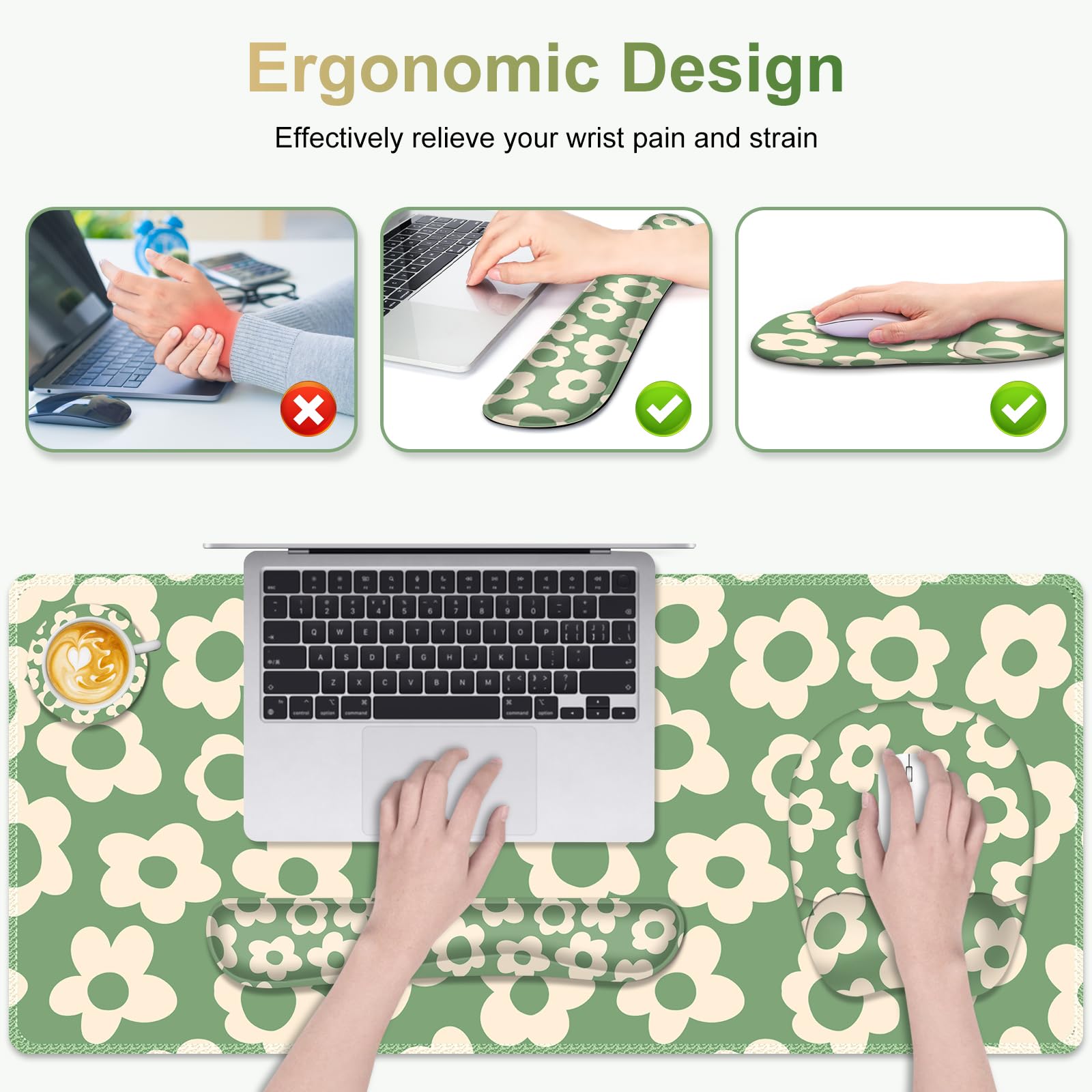 NXZGO Large Mouse Pad with Wrist Support 4in1 Set, XXL Game Mousepad +Keyboard Wrist Rest+Mouse