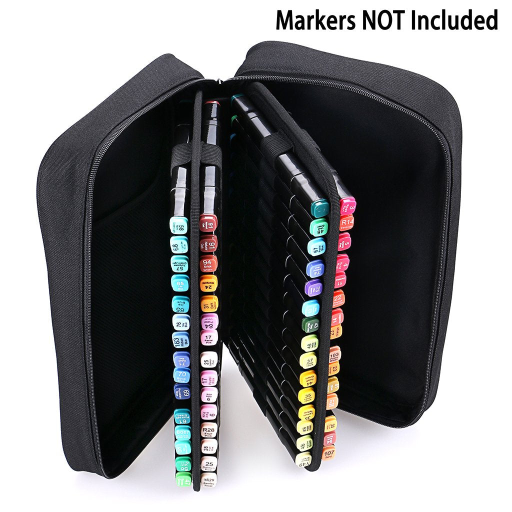 BTSKY Art Marker Carrying Case Lipstick Organizer-60 Slots Canvas Zippered