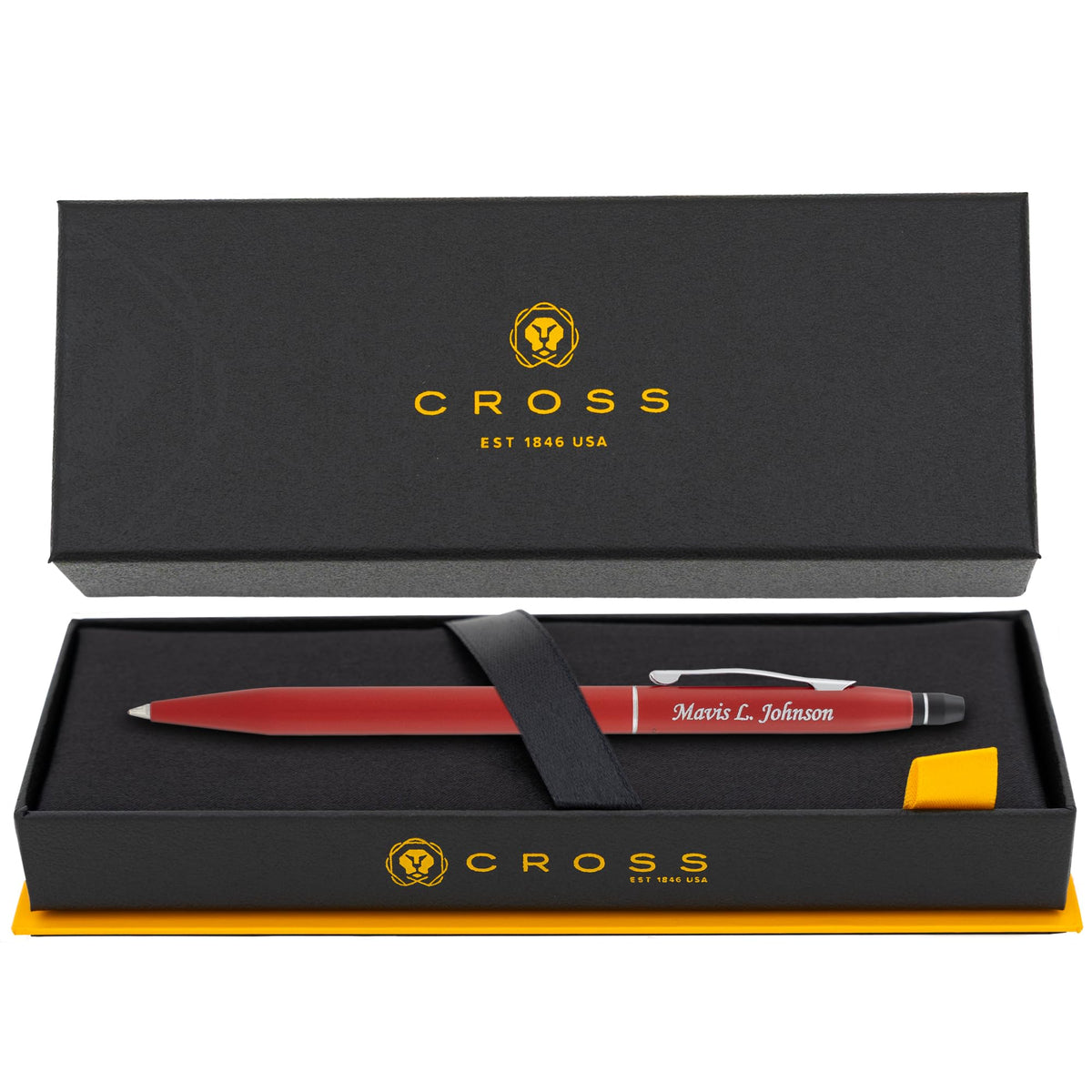 Cross Click Personalized Ballpoint Pen in Crimson Red with Chrome Trim
