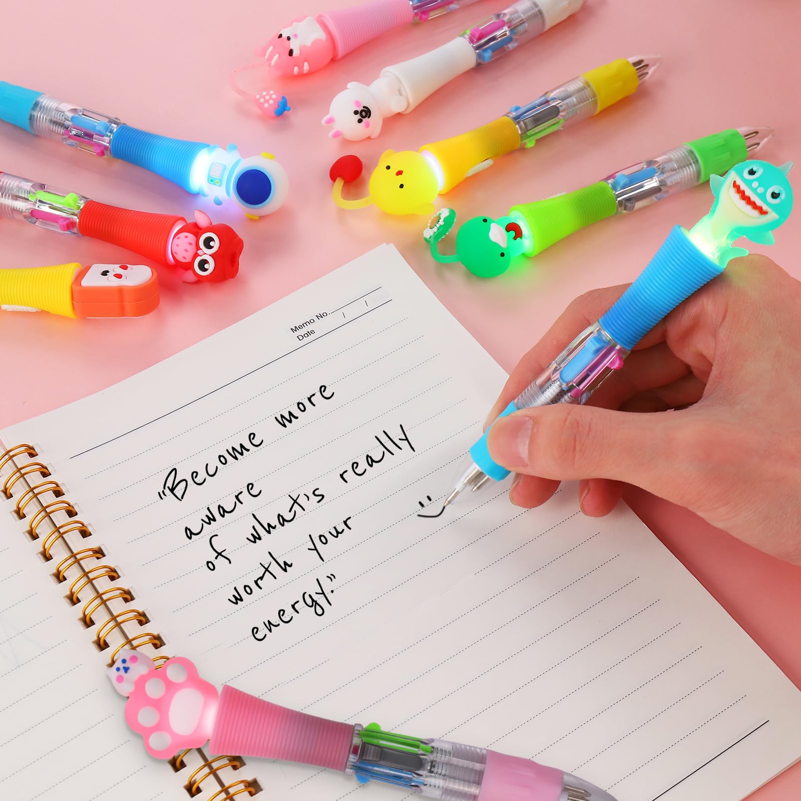CZWZ 20Pcs Multicolor Pens in One 4-in-1 Cute Pens Bulk, Ballpoint Pen for Birthdays and Parties